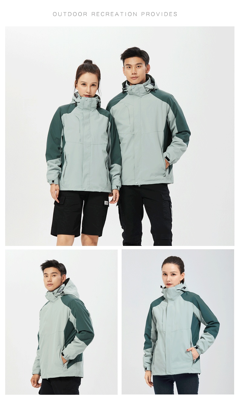 boy Boy Outdoor 3-in-1 Detachable Unisex Workwear Soft Shell Waterproof Windproof Quick-Dry Hooded Jacket_voghion.com