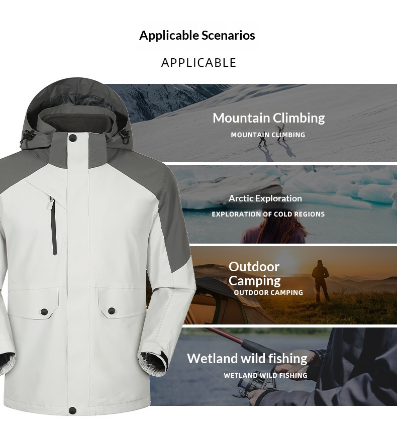 Giacca a vento da uomo, impermeabile e antivento, 3 in 1, staccabile, autunno inverno, nuovo set da due pezzi per esterni, da donna_voghion.com