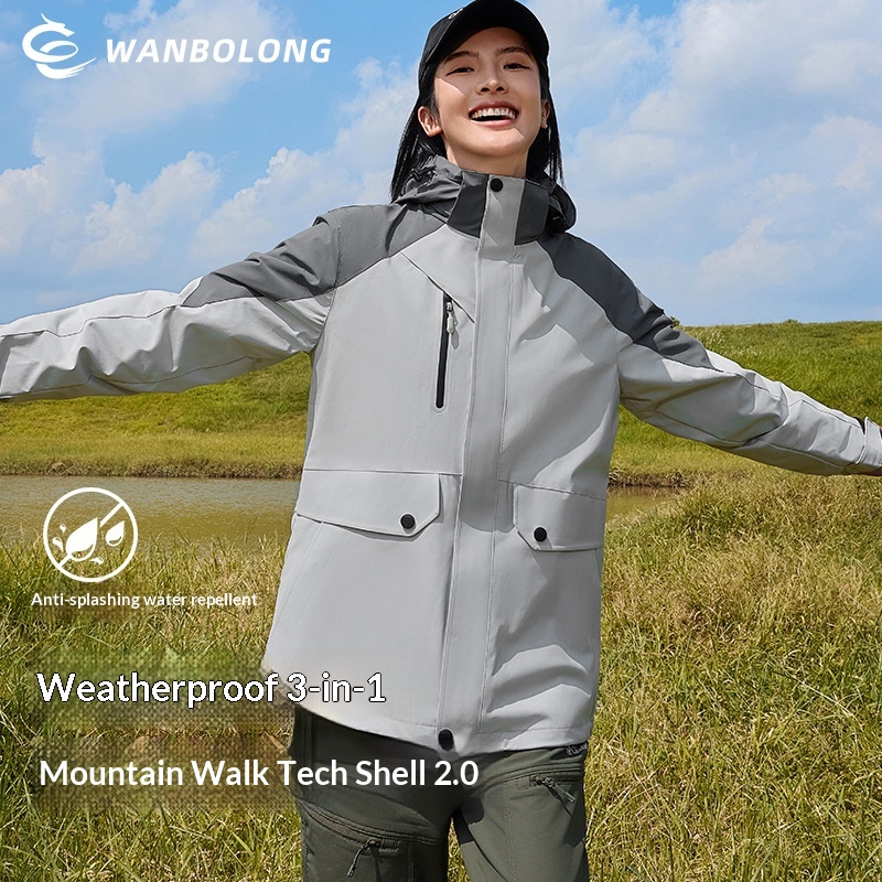 Giacca a vento da uomo, impermeabile e antivento, 3 in 1, staccabile, autunno inverno, nuovo set da due pezzi per esterni, da donna_voghion.com