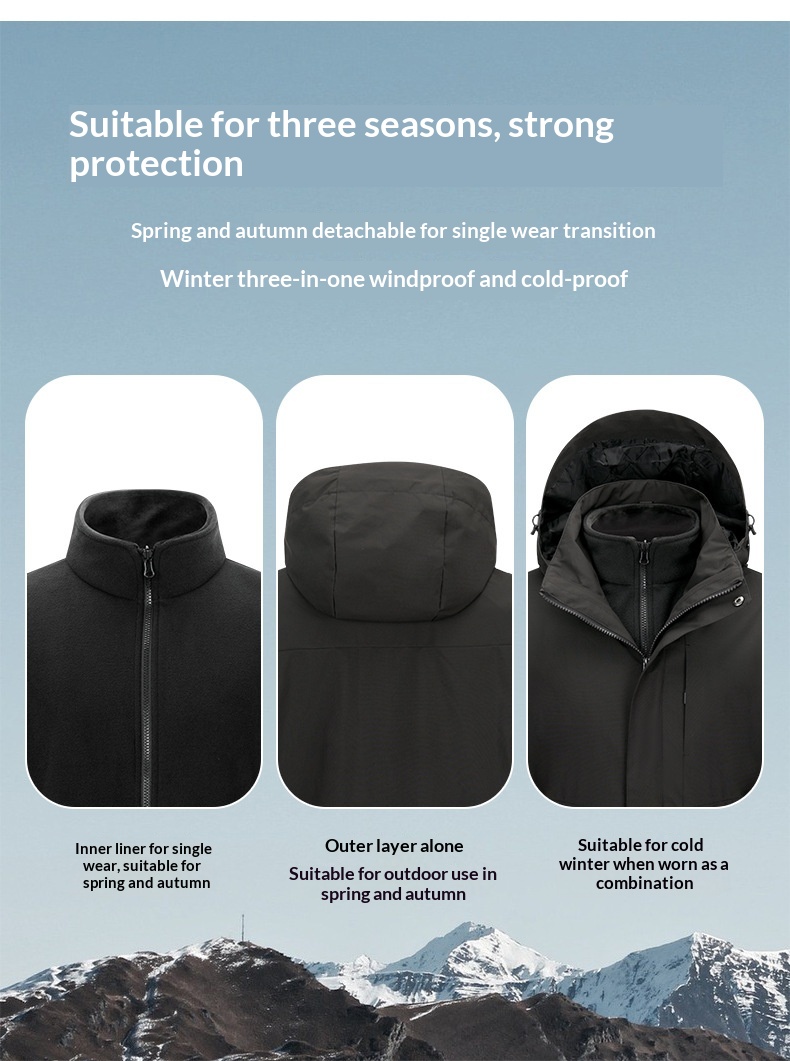 Boy Outdoor 3-in-1 Set für Damen und Herren, Tech Wasserdicht, Winddicht, Temperaturkonstant, Modisch, Verschleißfest,_voghion.com