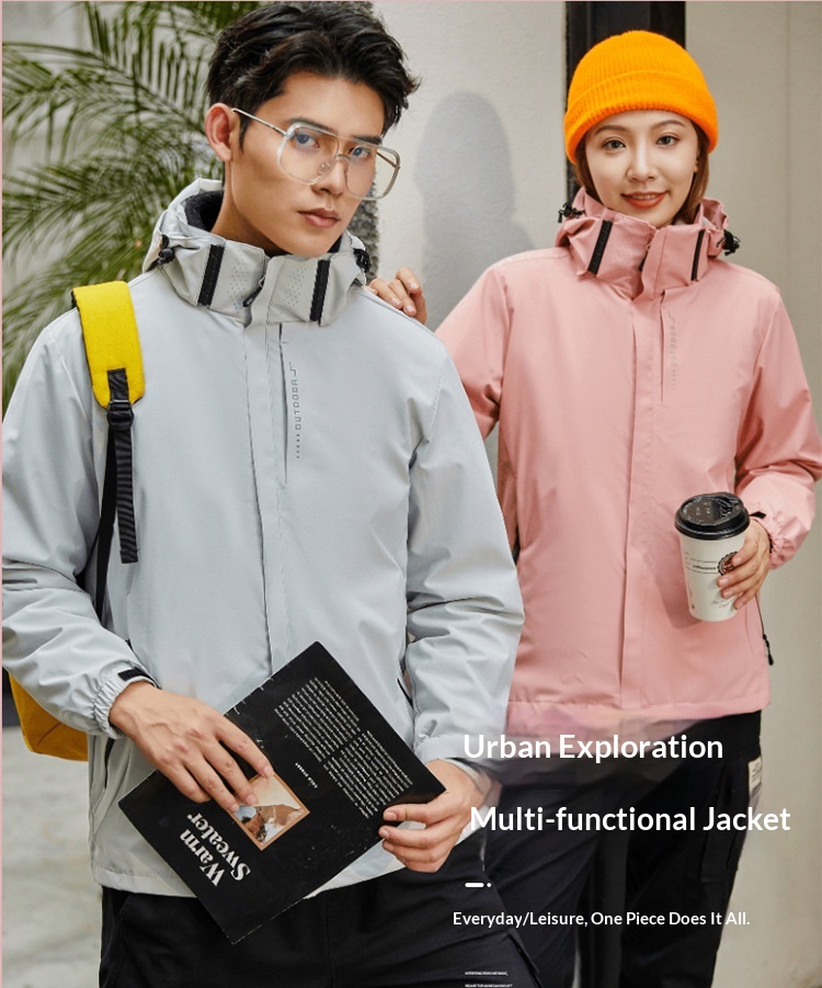 Giacca a vento ispessita da esterno per uomo e donna, set tre in uno da 0,05 kg, staccabile, antivento e impermeabile_voghion.com