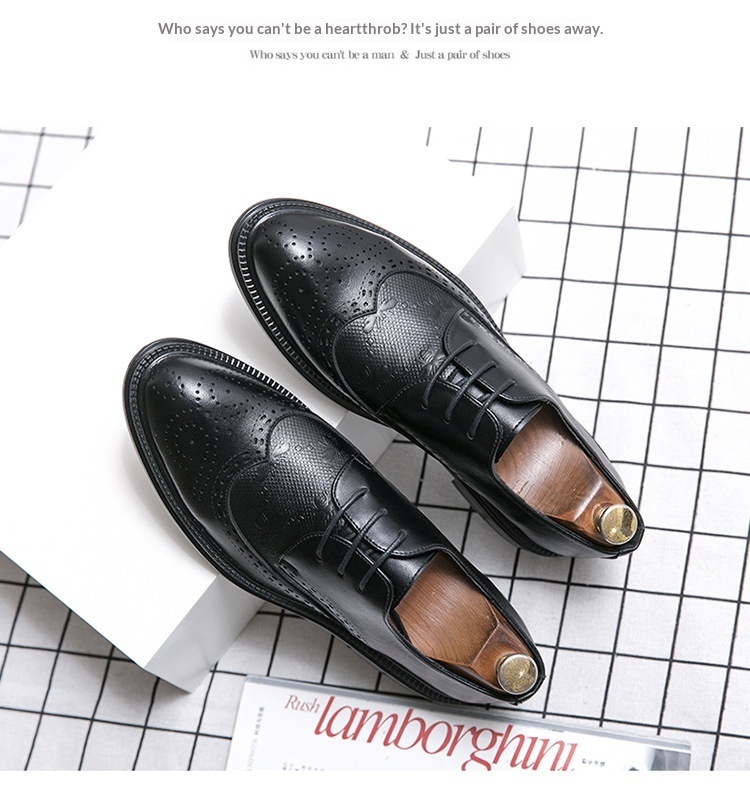 Voyage 2025 New Korean Style Brogue Men's British Business Formal Leather Hairstylist Work Trendy Shoes_voghion.com