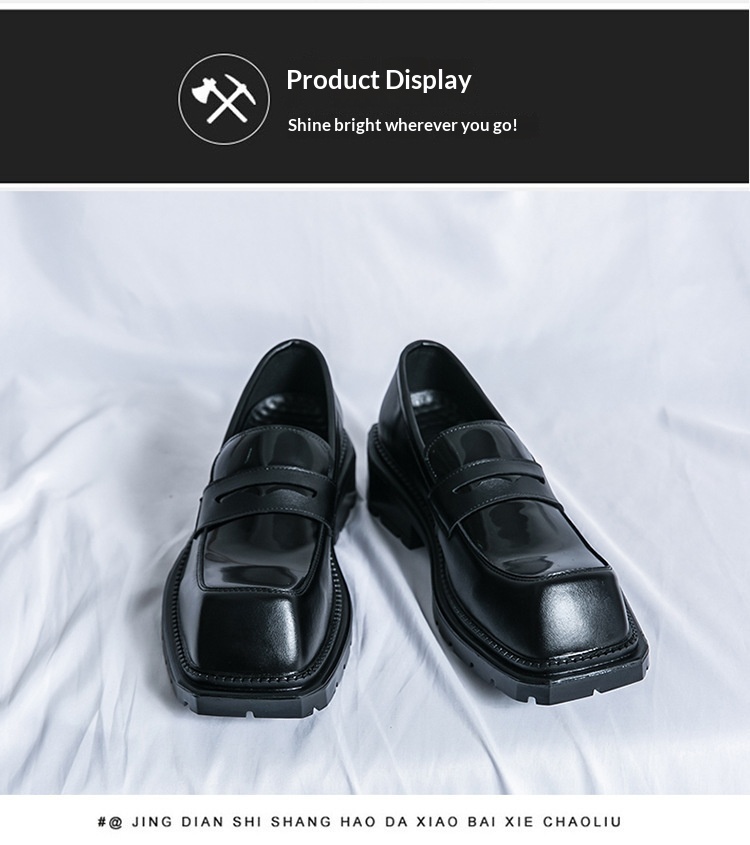 WalkPrime Formal Square Toe Leather For Men Britih Style In Caual Groommen Suit Black Thick-Soled Height-Increaing Derby_voghion.com