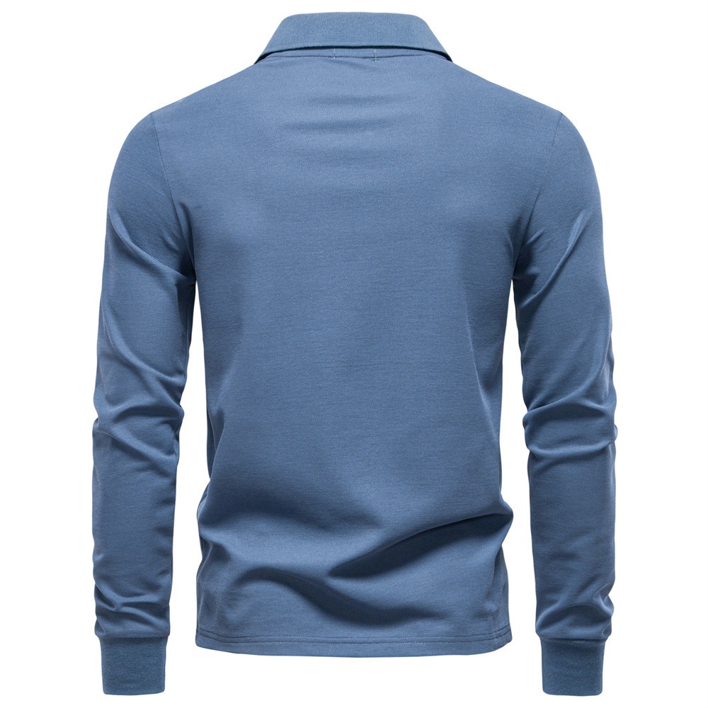 boy Boy POLO Shirt Versatile Top High-quality Polo Men's 2025 Solid Color Autumn Casual Turn-down Collar Long Sleeve_voghion.com
