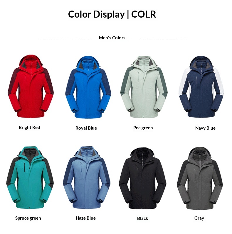 boy Boy Outdoor 3-in-1 Detachable Unisex Workwear Soft Shell Waterproof Windproof Quick-Dry Hooded Jacket_voghion.com