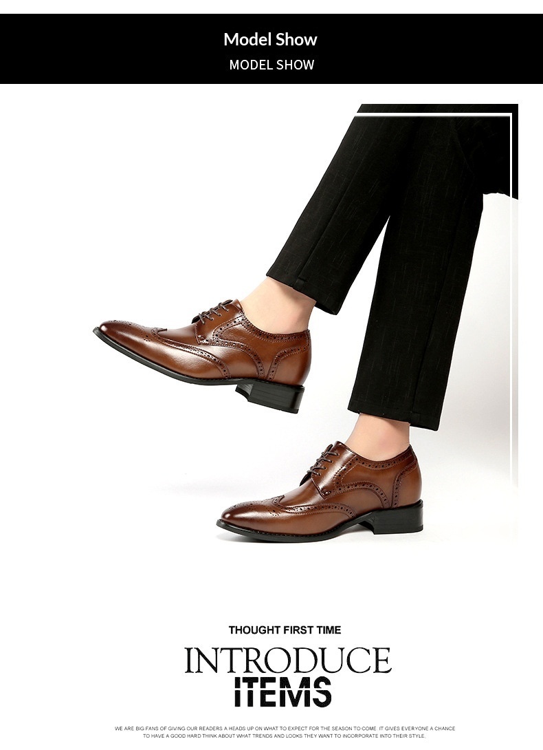 Voyage 2024 Nuovo stile, scarpe formali con aumento di altezza per uomo, in vera pelle, brogue, da ufficio, da uomo, da sposa_voghion.com