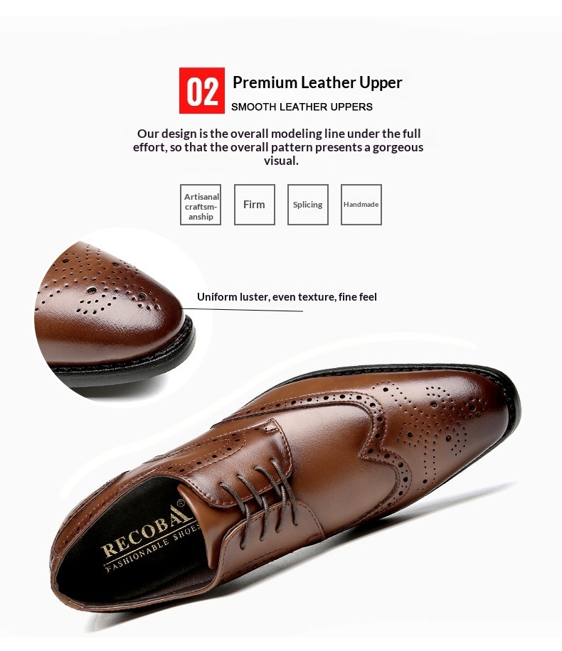 Voyage 2024 Nuovo stile, scarpe formali con aumento di altezza per uomo, in vera pelle, brogue, da ufficio, da uomo, da sposa_voghion.com