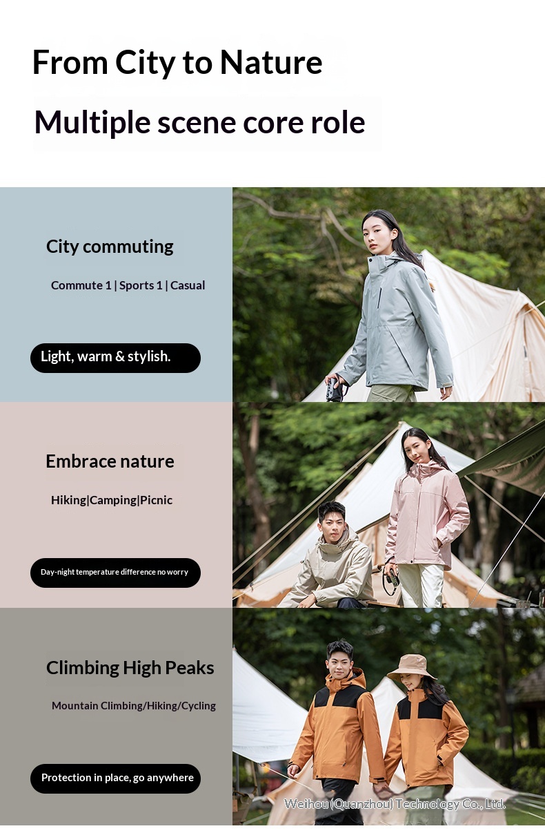 boy Boy Tuo Road Same Style Jacket Women Three-in-One Men Outdoor Windproof Waterproof Mountaineering Clothing Coat Enterprise_voghion.com