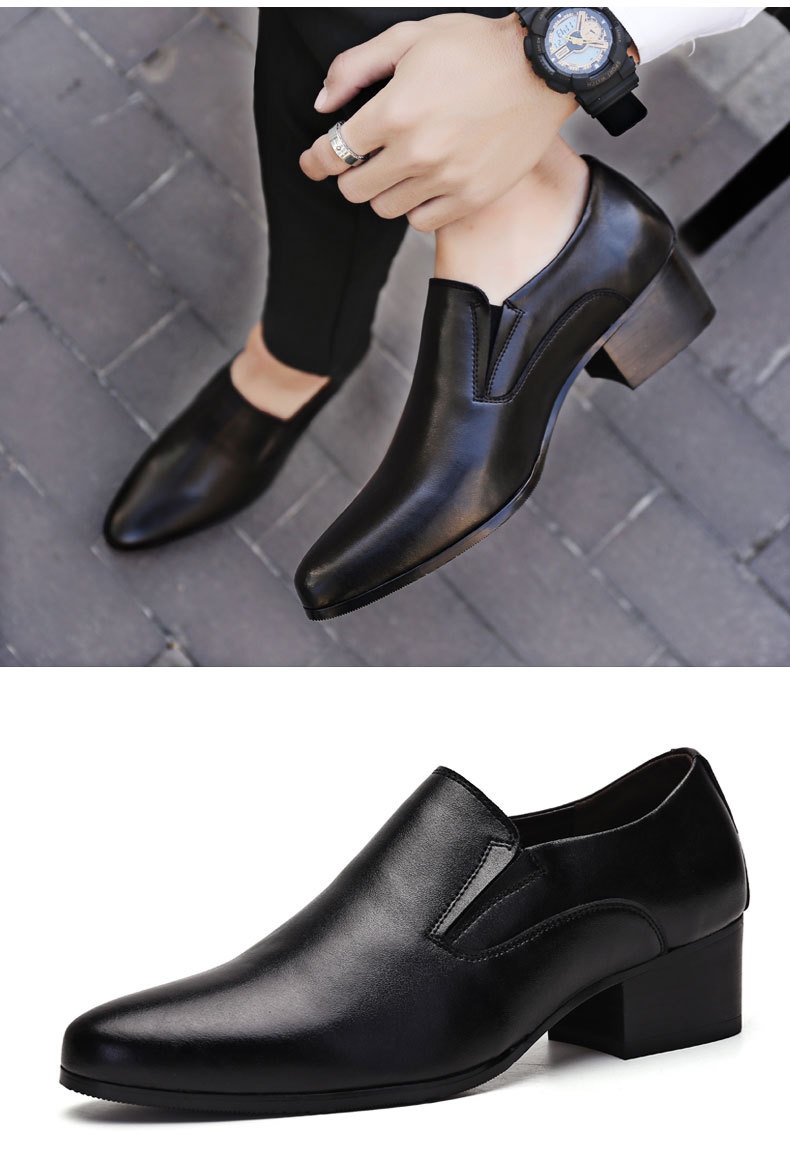 WalkPrime Factory Direct New 6CM Pointed Genuine Trendy Height Increasing Men's High Heel 8cm Leather Shoes_voghion.com
