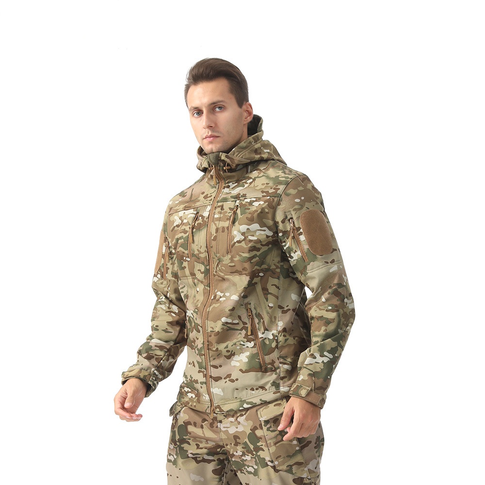 ESDY Softshell-Outdoorjacke für Jungen, Tarnmuster, Thermojacke für Herren, winddicht, ideal zum Radfahren und Wandern._voghion.com