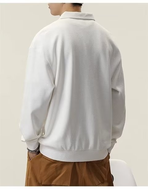 Chłopięca koszulka polo męska American High Street z długim rękawem 2023 Nowa biała kurtka z kołnierzykiem wiosenno-jesienna_voghion.com