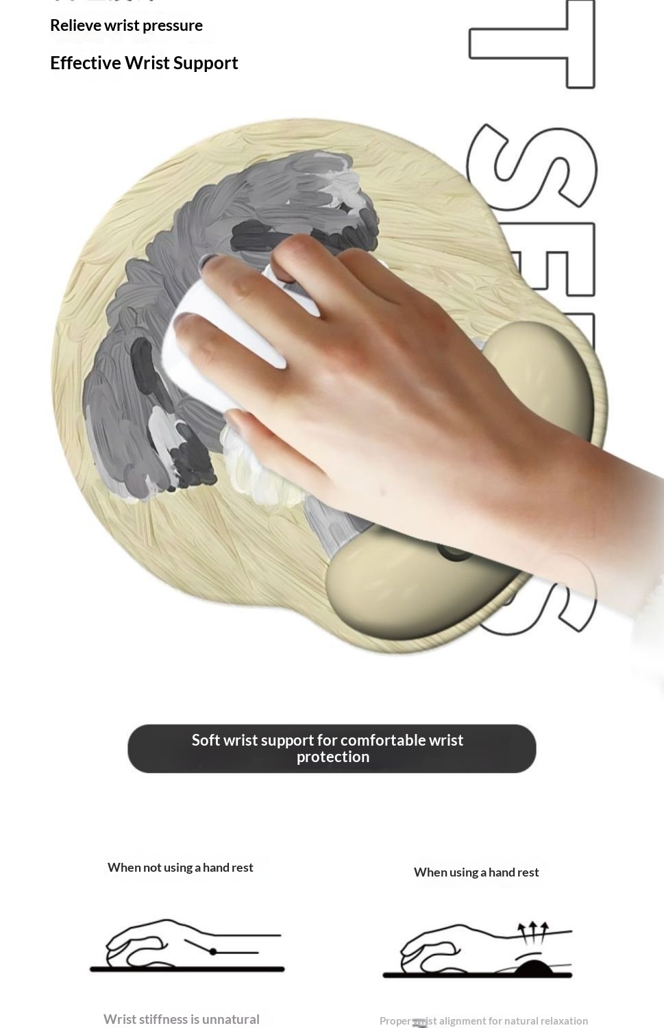 NeoGear NeoGear NeoGear NeoGear Tapis de souris repose-poignet en forme de chiot mignon pour femmes, antidérapant, pour ordinateur portable de bureau, design élégant, ultra doux_voghion.com