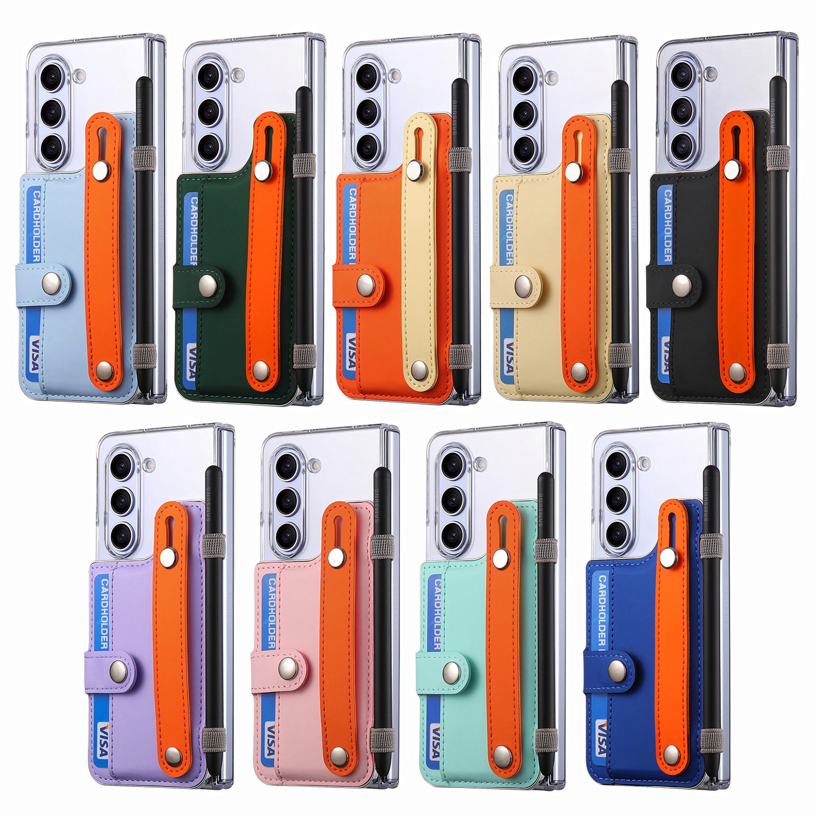 Custodia protettiva con cinturino da polso e porta carte compatibile con Samsung Galaxy Z 6 di TechGlobe Creative_voghion.com