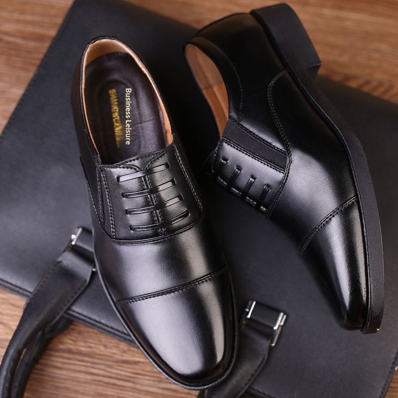 Glide Business Leather Soft Sole Lightweight Office Commute Comfortable Inner Lining Convenient Slip-On Wholesale Men's Shoes_voghion.com