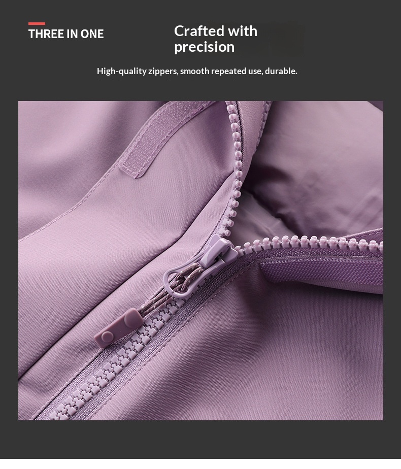 Sommerwanderanzug für Jungen mit Daunenfutter für Herren, Outdoor-Arbeitsbekleidung, wasser- und winddicht, 3-in-1 wasserabweisend_voghion.com