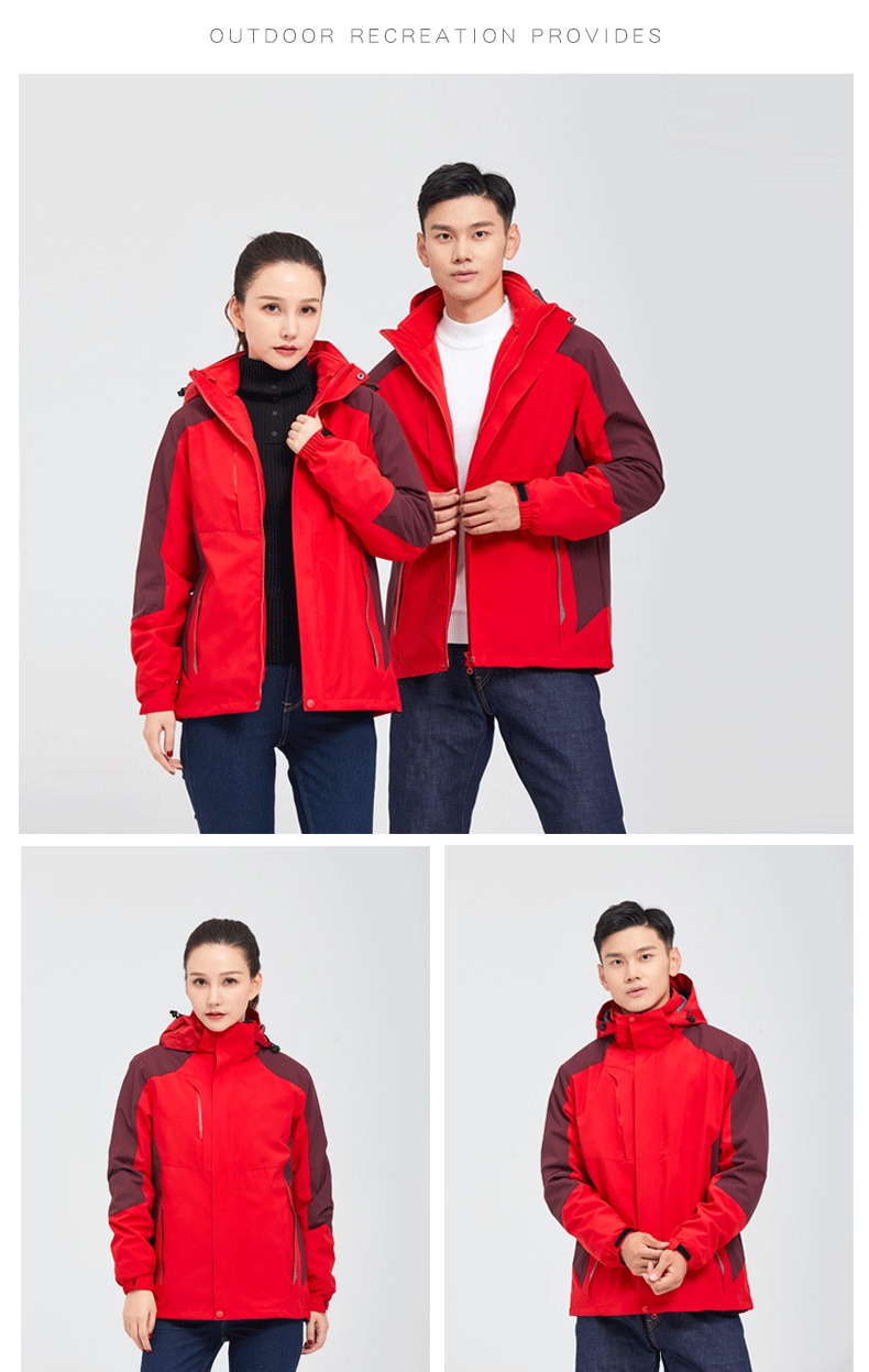 boy Boy Outdoor 3-in-1 Detachable Unisex Workwear Soft Shell Waterproof Windproof Quick-Dry Hooded Jacket_voghion.com