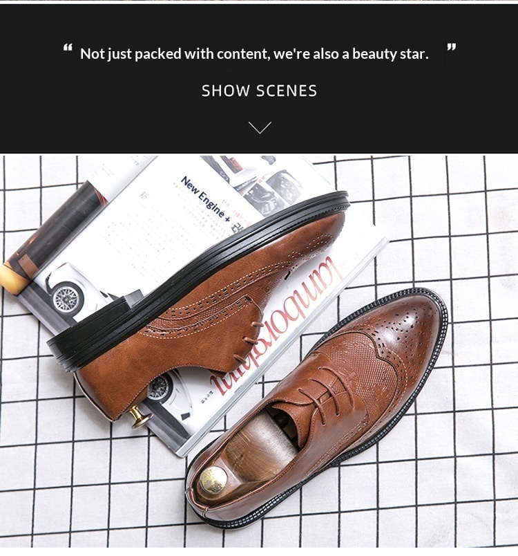 Voyage 2025 New Korean Style Brogue Men's British Business Formal Leather Hairstylist Work Trendy Shoes_voghion.com