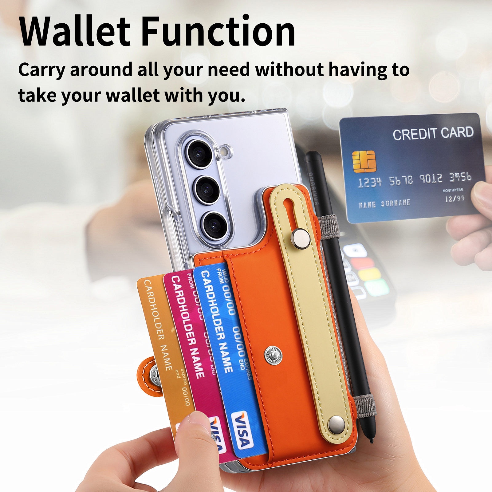 Custodia protettiva con cinturino da polso e porta carte compatibile con Samsung Galaxy Z 6 di TechGlobe Creative_voghion.com