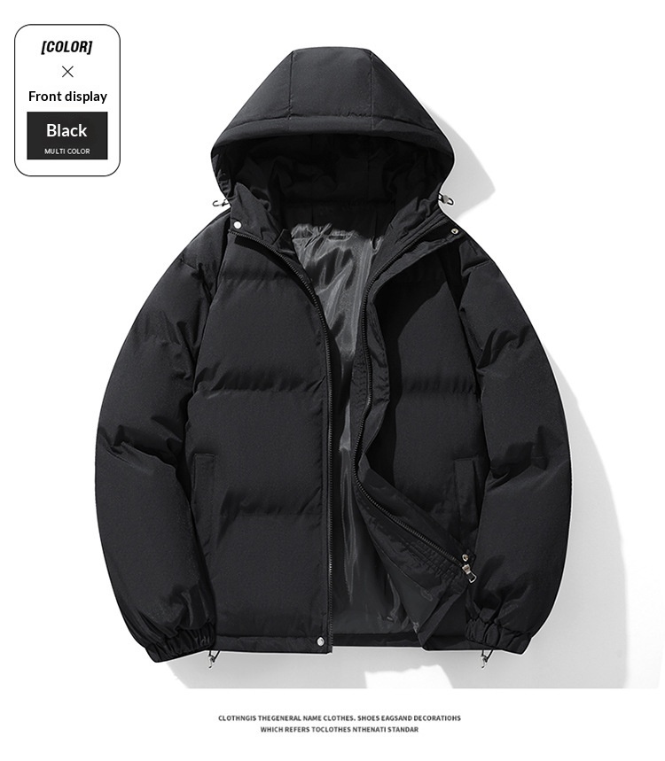 Pulse Herren Daunenjacke Wintermantel im neuen Hong Kong-Stil, lockere Passform, Übergröße, wattiert, Kapuze, Jugendgröße, Baumwoll-Steppjacke_voghion.com
