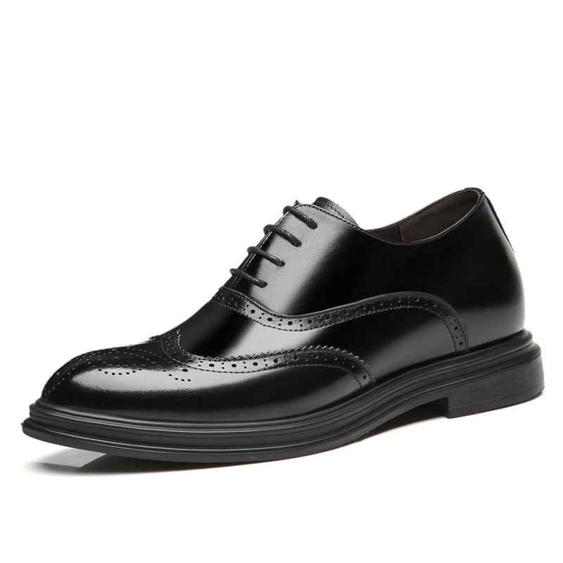 Voyage 2025 - Zapatos brogue con aumento de altura para hombre, de cuero, formales, de negocios, con punta puntiaguda de 8 cm, estilo coreano._voghion.com