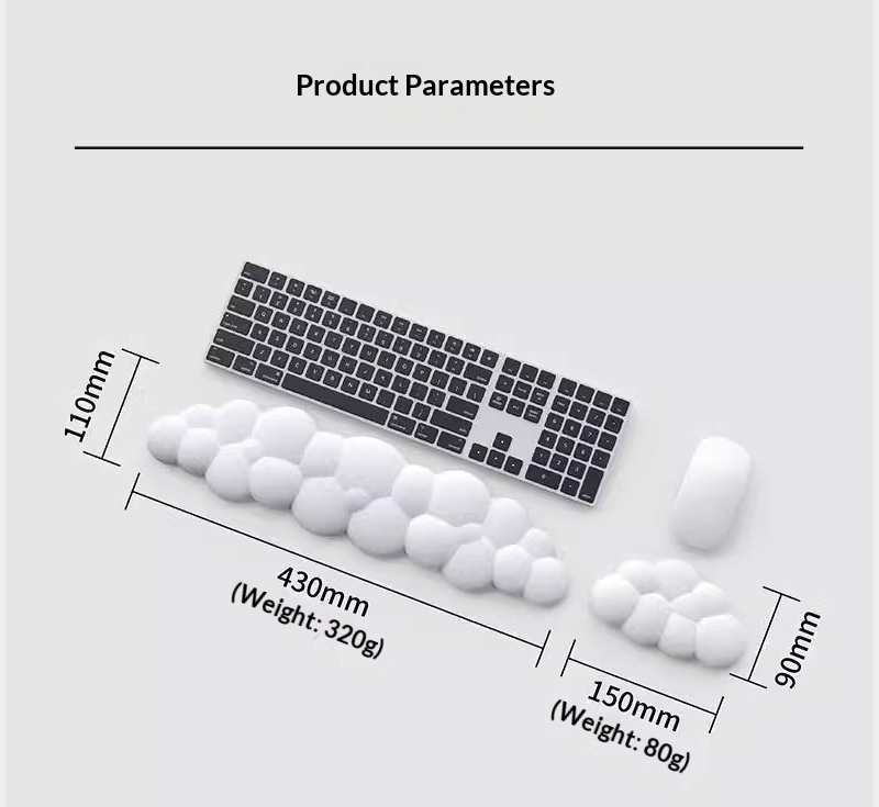 NeoGear NeoGear Repose-poignets/clavier en silicone à mémoire de forme, grand format, pour bureau ou bureau, antidérapant_voghion.com