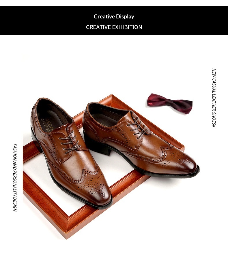 Voyage 2024 Nuovo stile, scarpe formali con aumento di altezza per uomo, in vera pelle, brogue, da ufficio, da uomo, da sposa_voghion.com
