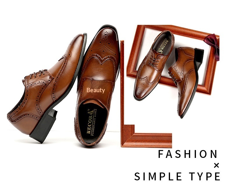 Voyage 2024 Nuovo stile, scarpe formali con aumento di altezza per uomo, in vera pelle, brogue, da ufficio, da uomo, da sposa_voghion.com