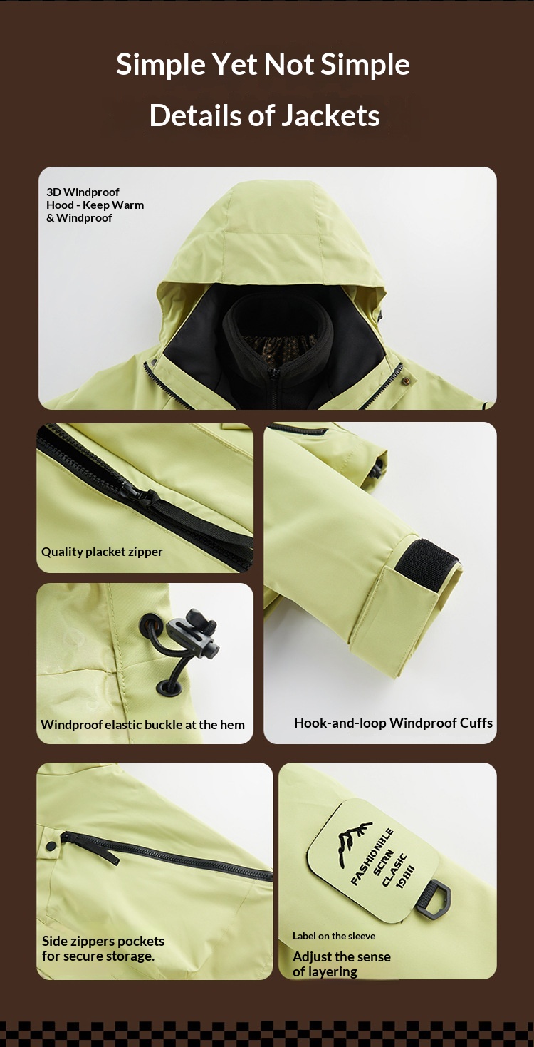 Boy Mountain Style Damen 3-in-1 Jacke Herren Outdoor Winddicht Wasserdicht Locker Übergröße Mantel Herausnehmbares Innenfutter_voghion.com