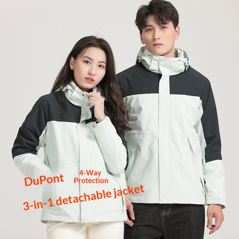 Boy Outdoor 3-in-1 Jacke Herren Trendige Kälteschutzbekleidung Damen Zweiteiliger Skianzug Winddicht Wasserdicht Maßanfertigung_voghion.com