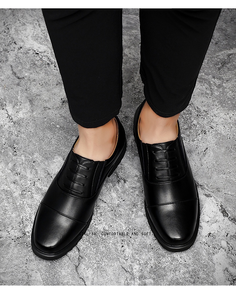 Glide Business Leather Soft Sole Lightweight Office Commute Comfortable Inner Lining Convenient Slip-On Wholesale Men's Shoes_voghion.com