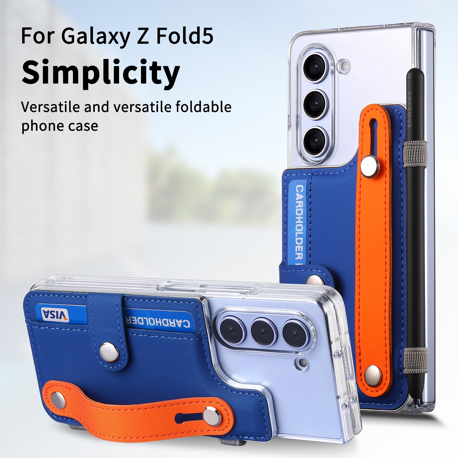 Custodia protettiva con cinturino da polso e porta carte compatibile con Samsung Galaxy Z 6 di TechGlobe Creative_voghion.com