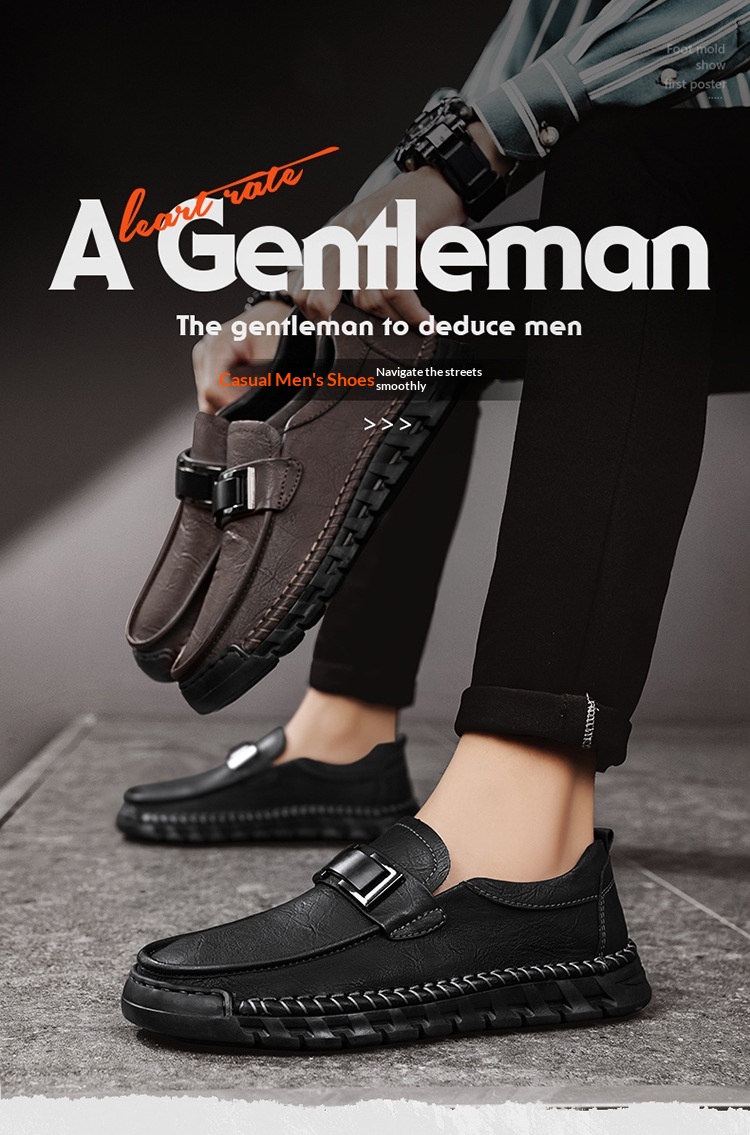 Voyage Cross-Border Export Large Size Hand-Sewn Casual Soft Sole Wide Toe Business Leather Shoes Men's Slip-On Loafers_voghion.com