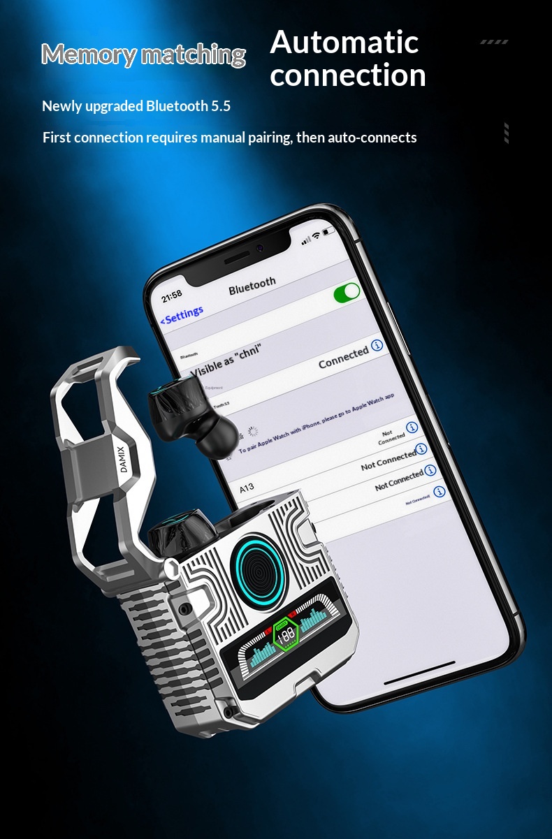 NeoGear NeoGear Vente en gros transfrontalière GQ-11 Modèle privé Mécanique Sans fil Intelligent Écran numérique Couleur Écouteurs intra-auriculaires TWS_voghion.com