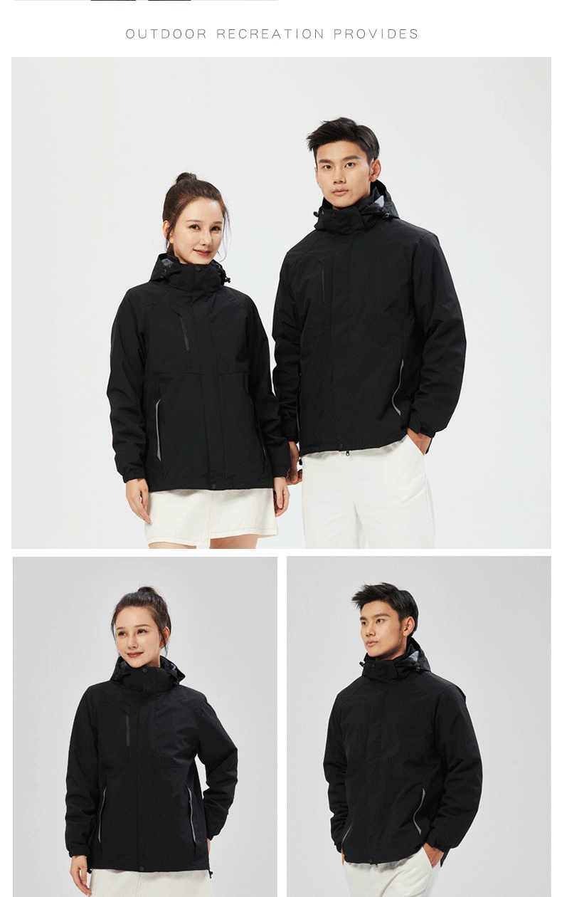 boy Boy Outdoor 3-in-1 Detachable Unisex Workwear Soft Shell Waterproof Windproof Quick-Dry Hooded Jacket_voghion.com