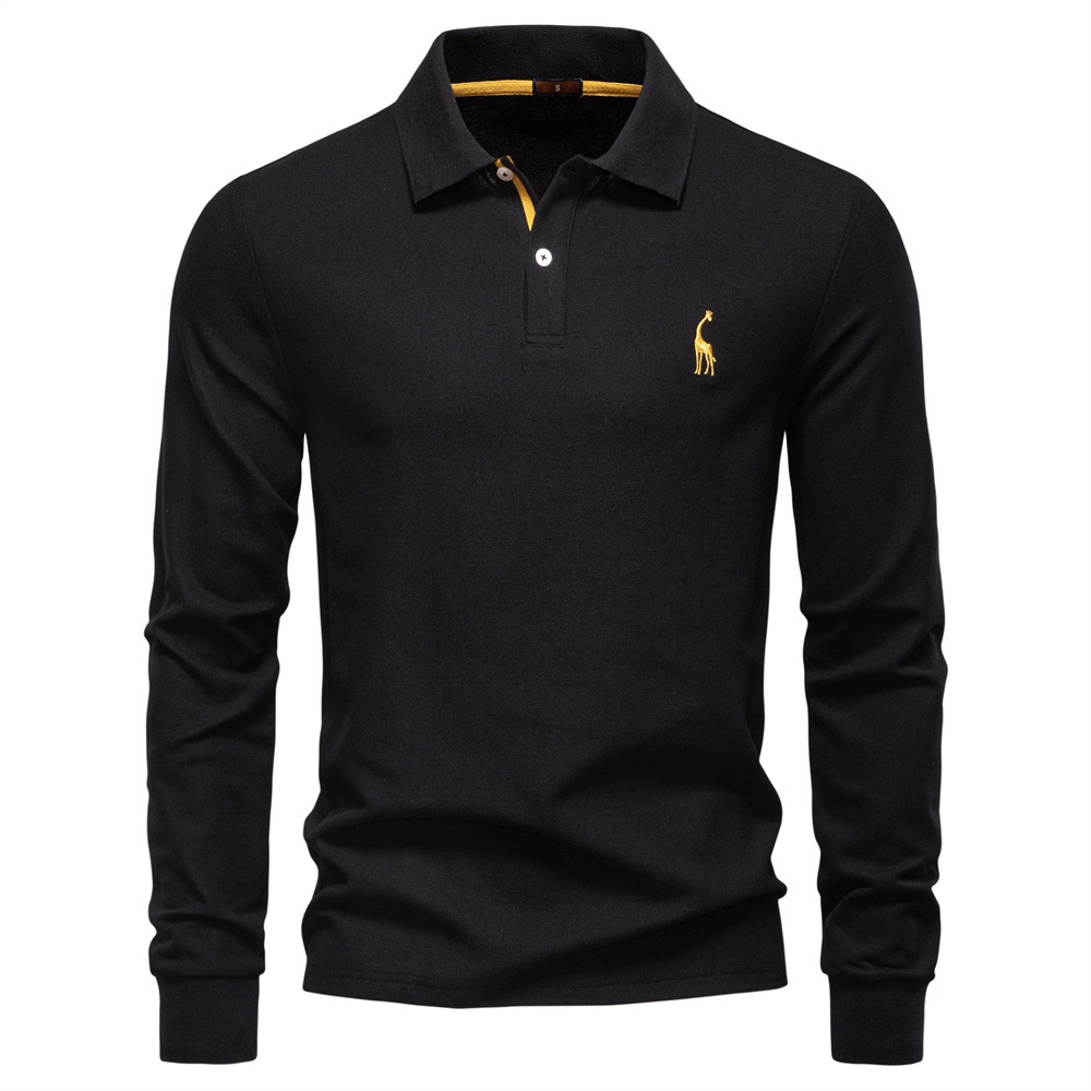boy Boy POLO Shirt Versatile Top High-quality Polo Men's 2025 Solid Color Autumn Casual Turn-down Collar Long Sleeve_voghion.com