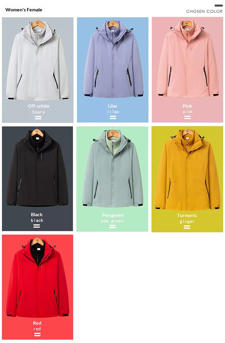 Giacca a vento ispessita da esterno per uomo e donna, set tre in uno da 0,05 kg, staccabile, antivento e impermeabile_voghion.com