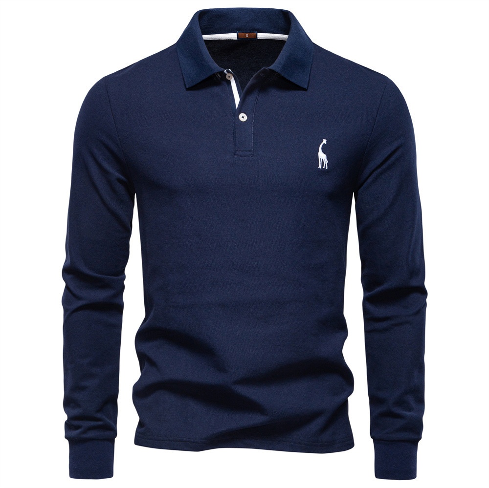 boy Boy POLO Shirt Versatile Top High-quality Polo Men's 2025 Solid Color Autumn Casual Turn-down Collar Long Sleeve_voghion.com