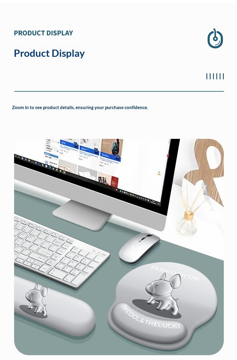 NeoGear NeoGear NeoGear Neue Maus-Tastatur-Handauflage, trendiges, niedliches, rutschfestes Handgelenkpolster, Französische Bulldogge 3D, Großhandel_voghion.com