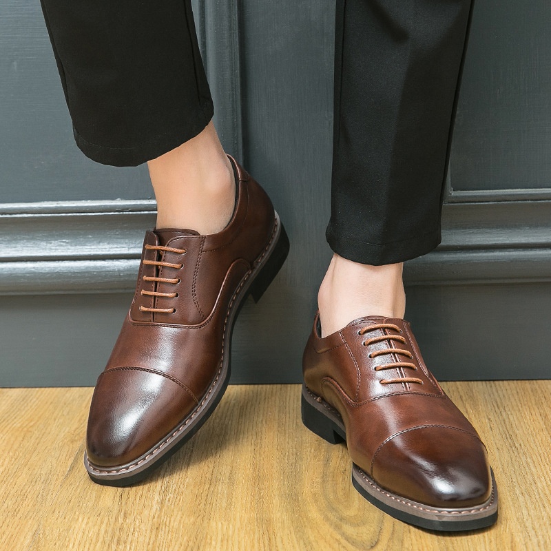 Voyage Sprig Ad Autunno Nuovo Britannico Busiess Formale Me's Casual Pendolare Punta Rialzata Altezza Crescente Scarpe Derby con Lacci_voghion.com