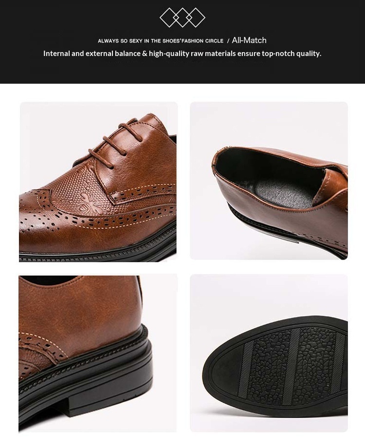 Voyage 2025 New Korean Style Brogue Men's British Business Formal Leather Hairstylist Work Trendy Shoes_voghion.com