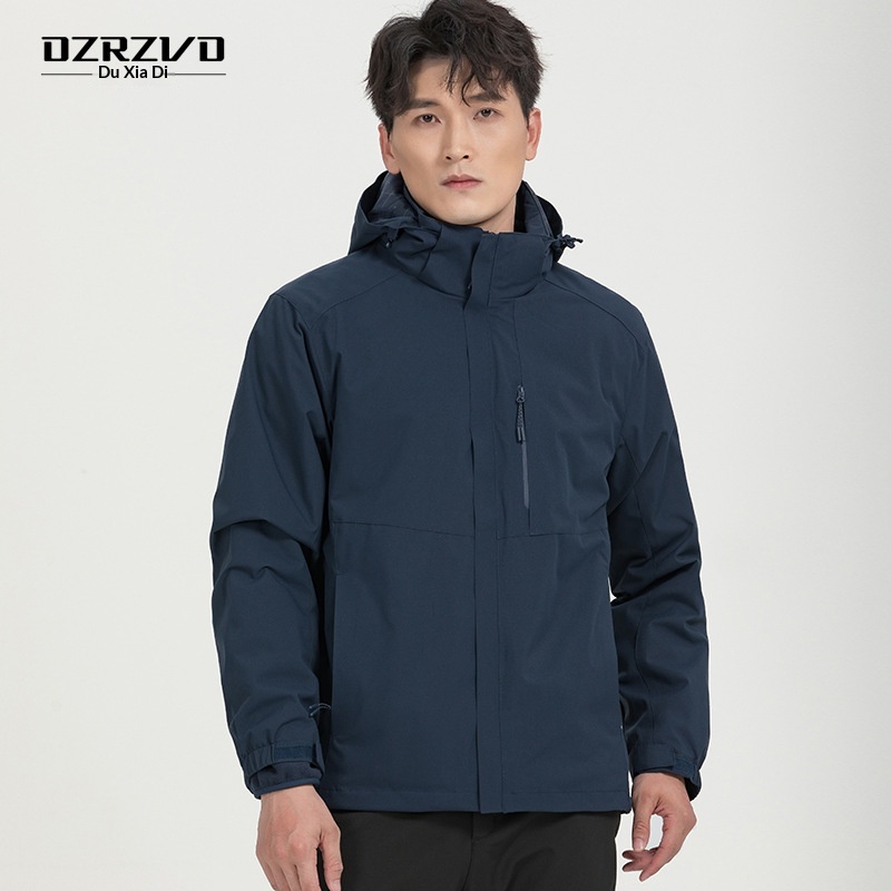 boy Boy New Outdoor Hiking 3-in-1 Jacket Men Windproof Waterproof Solid Color Two-Piece Set Women Coat Group Purchase Label_voghion.com