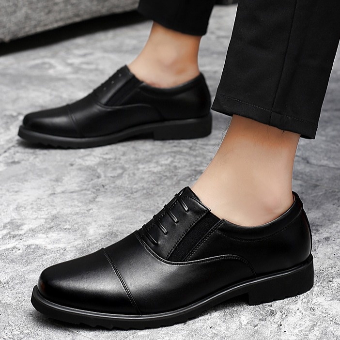 Glide Business Leather Soft Sole Lightweight Office Commute Comfortable Inner Lining Convenient Slip-On Wholesale Men's Shoes_voghion.com