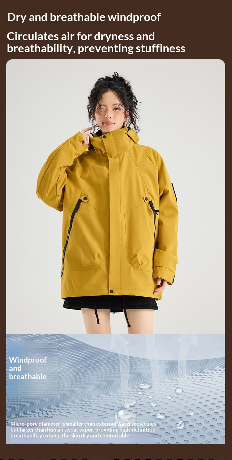 Boy Mountain Style Damen 3-in-1 Jacke Herren Outdoor Winddicht Wasserdicht Locker Übergröße Mantel Herausnehmbares Innenfutter_voghion.com