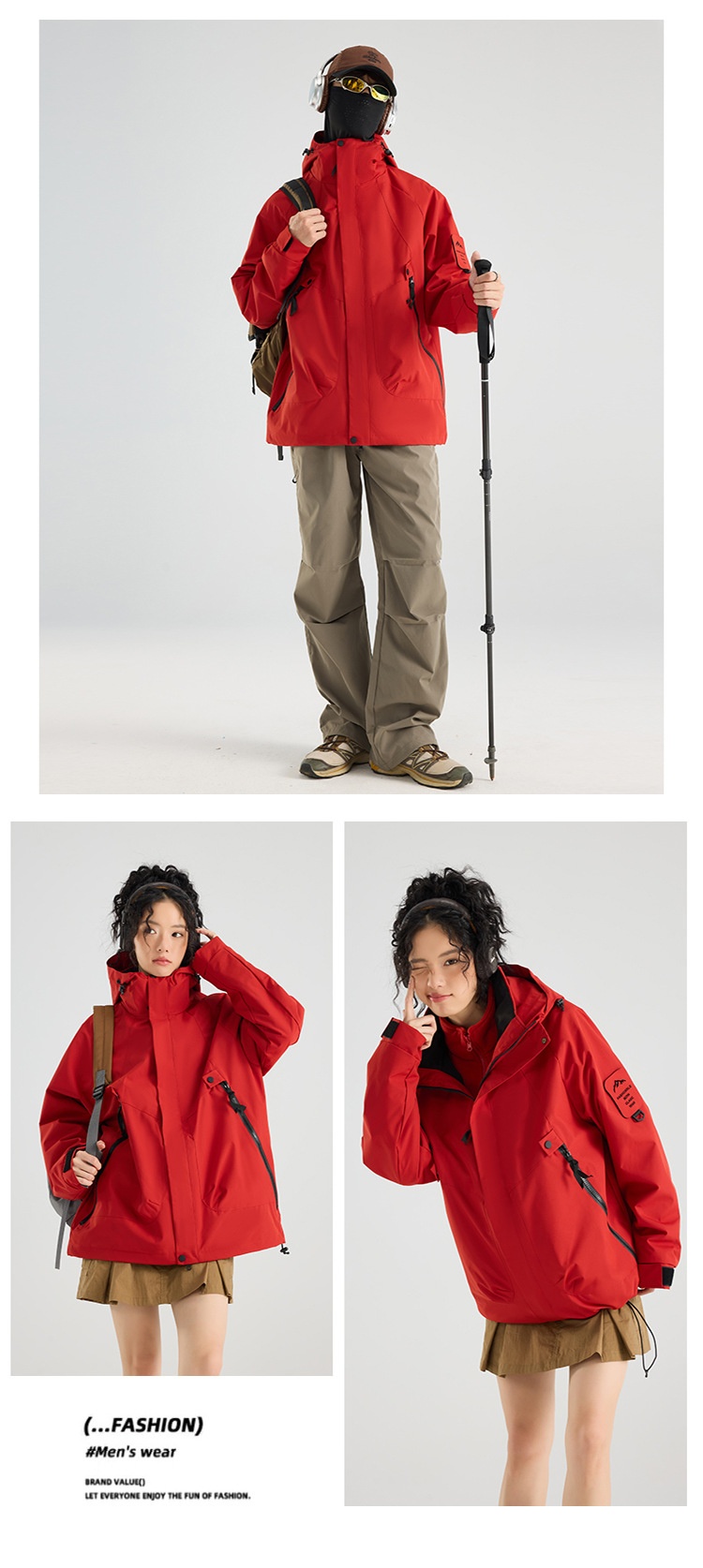 Boy Mountain Style Damen 3-in-1 Jacke Herren Outdoor Winddicht Wasserdicht Locker Übergröße Mantel Herausnehmbares Innenfutter_voghion.com