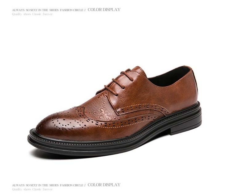 Voyage 2025 New Korean Style Brogue Men's British Business Formal Leather Hairstylist Work Trendy Shoes_voghion.com