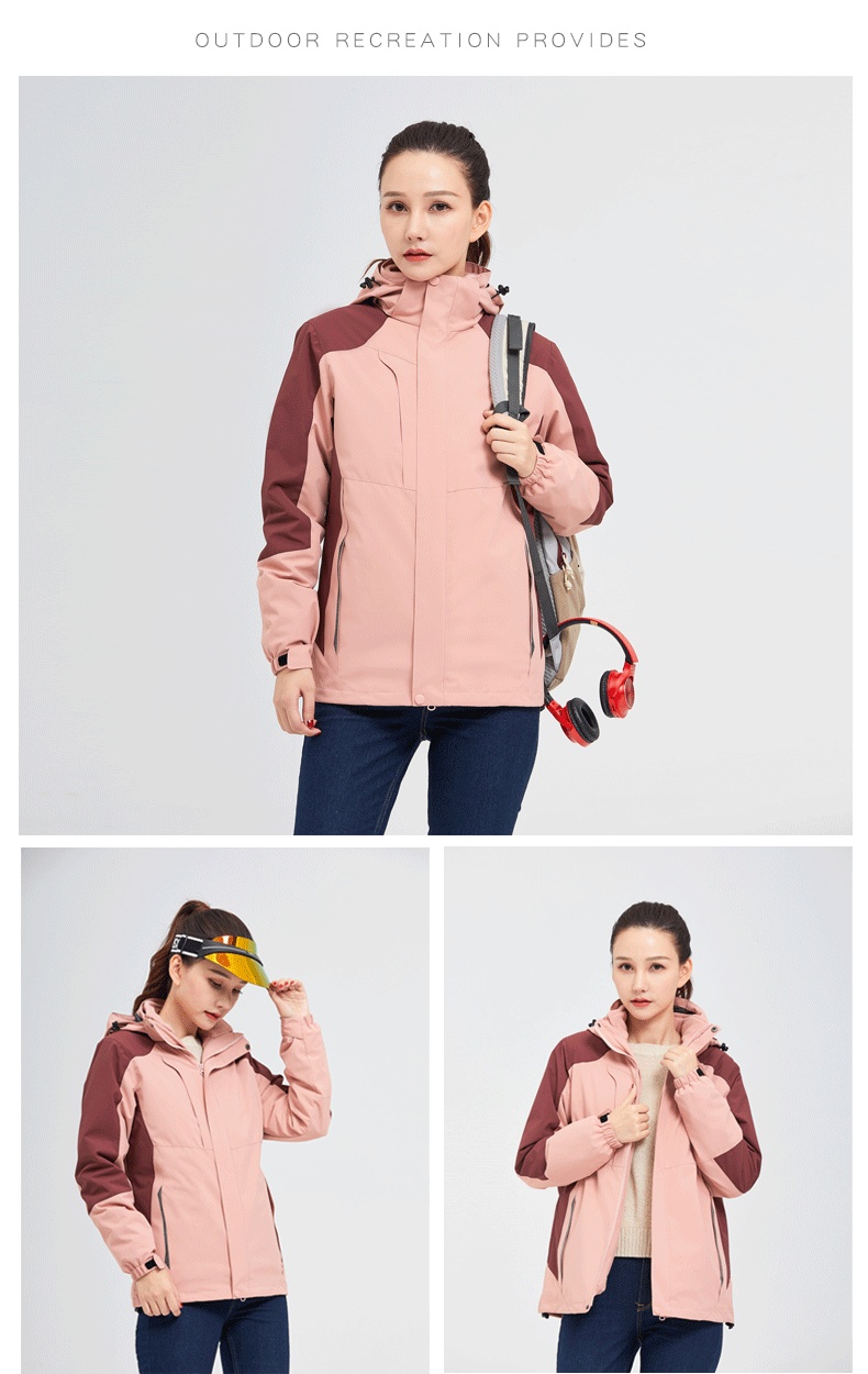 boy Boy Outdoor 3-in-1 Detachable Unisex Workwear Soft Shell Waterproof Windproof Quick-Dry Hooded Jacket_voghion.com