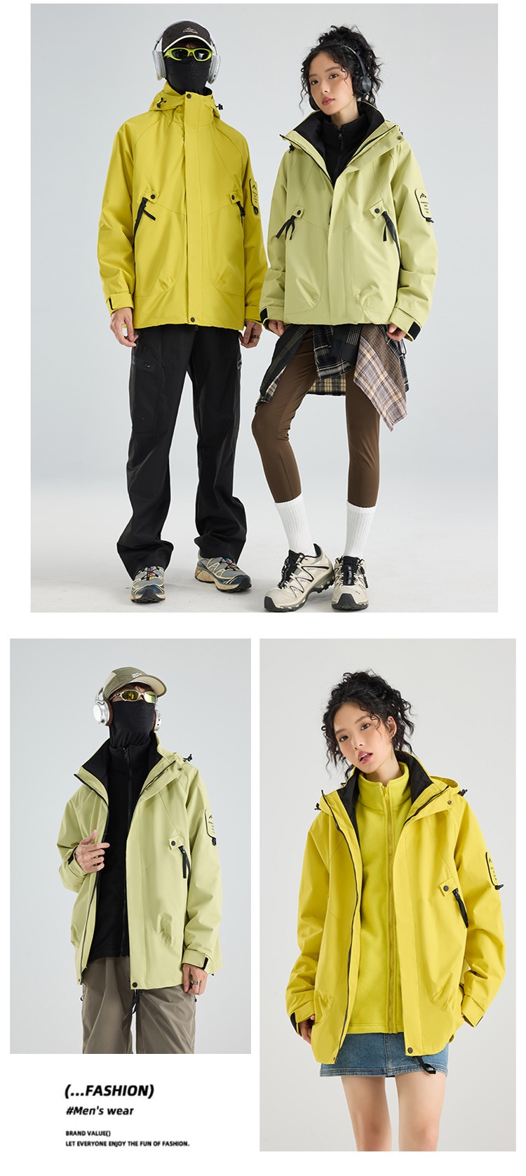 Boy Mountain Style Damen 3-in-1 Jacke Herren Outdoor Winddicht Wasserdicht Locker Übergröße Mantel Herausnehmbares Innenfutter_voghion.com