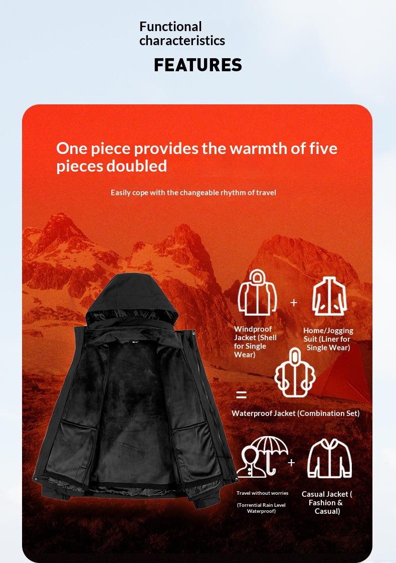 Boy Outdoor 3-in-1 Set für Damen und Herren, Tech Wasserdicht, Winddicht, Temperaturkonstant, Modisch, Verschleißfest,_voghion.com