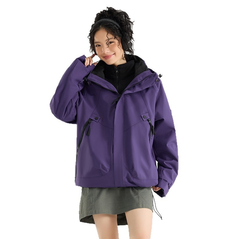 Boy Mountain Style Damen 3-in-1 Jacke Herren Outdoor Winddicht Wasserdicht Locker Übergröße Mantel Herausnehmbares Innenfutter_voghion.com