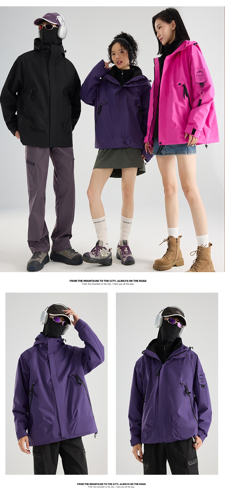 Boy Mountain Style Damen 3-in-1 Jacke Herren Outdoor Winddicht Wasserdicht Locker Übergröße Mantel Herausnehmbares Innenfutter_voghion.com